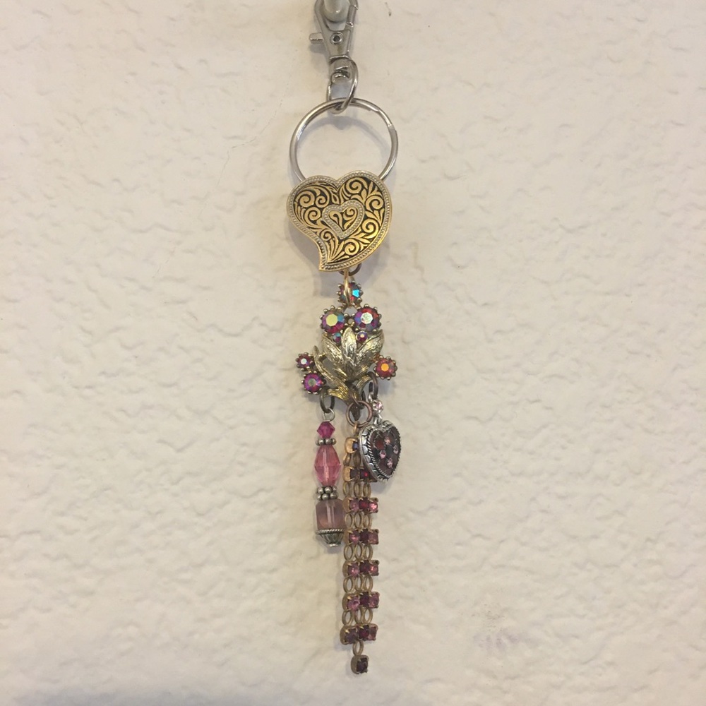 Vintage repurpose salvaged estate gem keychain